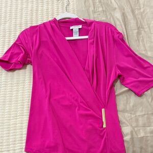 Vibrant Pink Wrap Blouse by Kasper